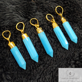 Elegant Blue Turquoise Pencil Pendant, Single Point Pencil Shape Pendant, Gold Electroplated Pendant, Dainty Women Pendant, Gift For Her